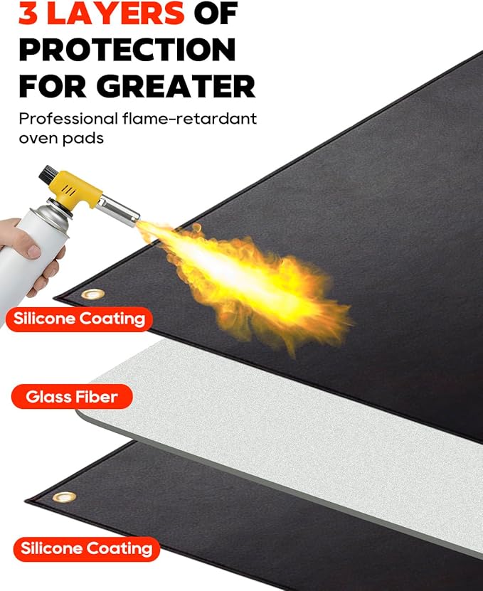 60 x 40 inch Under Grill Mats for Outdoor Grill, Double-Sided Fireproof, Waterproof, Oil and Waterproof Protective Mat for Grass and Deck, Outerdoor BBQ Fire Pit Fireplace Mat