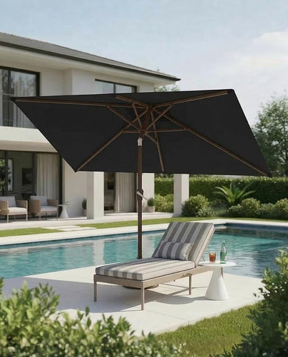 6.5x10FT Patio Umbrella, Outdoor Umbrella with Push Button Tilt and Crank, 8 Sturdy Ribs, UV Protection & Waterproof Market Umbrella for Pool, Backyard, Beach,Deck (Black)