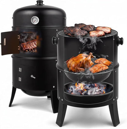 Portable Charcoal Grills, Adjustable Barrel Grill for Backyard | Portable Charcoal Grills with Built-in Thermometer, Adjustable Barrel Grill for Outdoor Backyard
