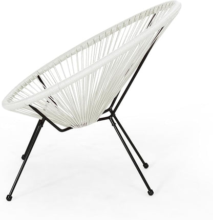 Christopher Knight Home Outdoor Hammock Weave Chair with Steel Frame (Set of 4) - White and Black Finish