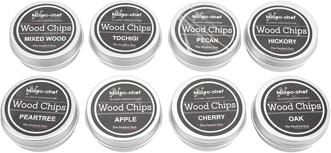 Walfront Flavored Wood Chips for Smoking 8 Natural Varieties Smoky Fruit BBQ Wood Chips for Meat and Cocktails