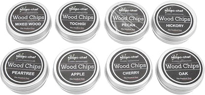 Walfront Flavored Wood Chips for Smoking 8 Natural Varieties Smoky Fruit BBQ Wood Chips for Meat and Cocktails