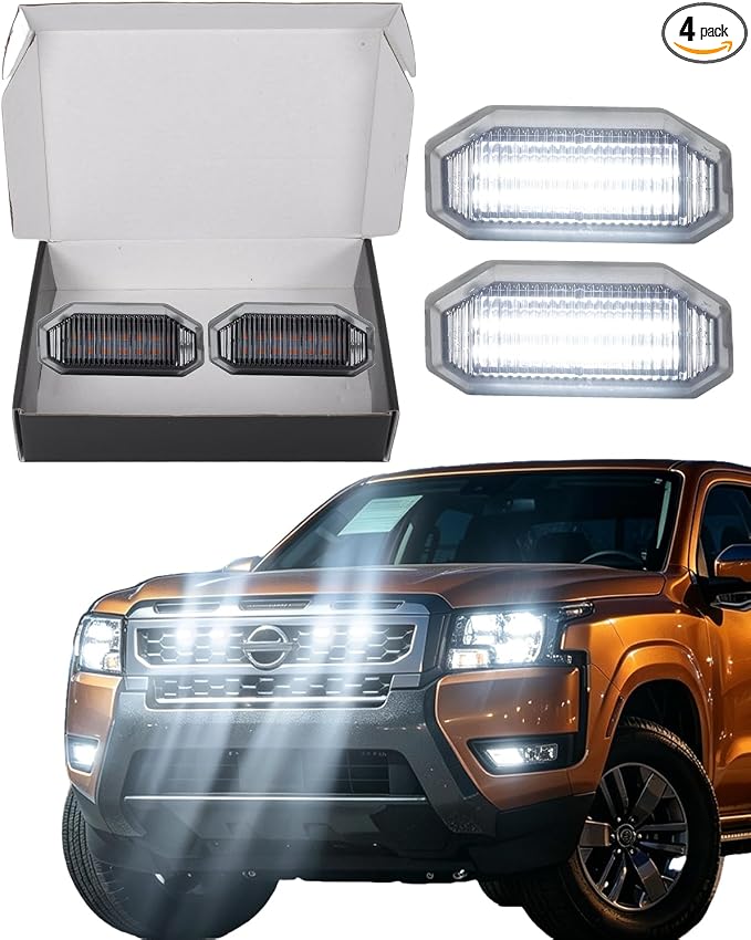 LED Front Grill Lights for Nissan Frontier 2025 2026 S SV SL, White | Frontier Raptor Grille Lights, Frontier LED Lights Upgrade, Snap-in Installation, OEM Style, Off-road Driving