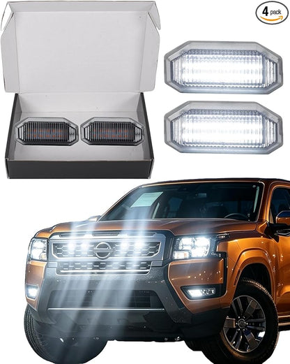 LED Front Grill Lights for Nissan Frontier 2025 2026 S SV SL, White | Frontier Raptor Grille Lights, Frontier LED Lights Upgrade, Snap-in Installation, OEM Style, Off-road Driving