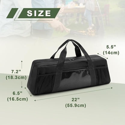 HODRANT Grill Tool Storage Bag with Pockets for Barbecue Tool up to 22" | Outdoor BBQ Utensil Holder, Large Grill Utensil Storage Caddy, BBQ Accessories Case Container for Camping, Bag Only, Black