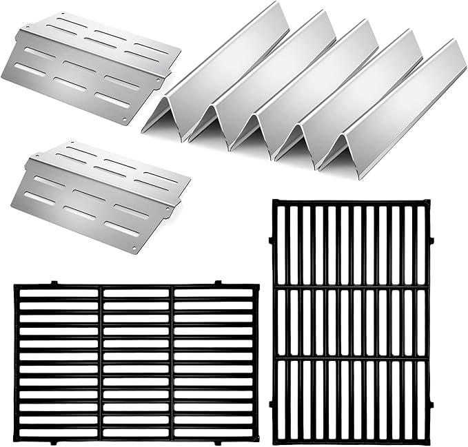 Genesis E310 Grill Parts Cast Iron Grill Grates for Weber Genesis E330 S330 EP310 with 7620 Stainless Steel Flavorizer Bars 7622 Heat Deflector Grill Replacement Parts for Weber 300 Series