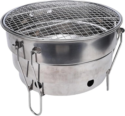 Keenso Portable Charcoal Grill, Stainless Steel, Foldable Design, Ideal for Camping and Backyard Cookouts (CW305 28 BBQ Grill)