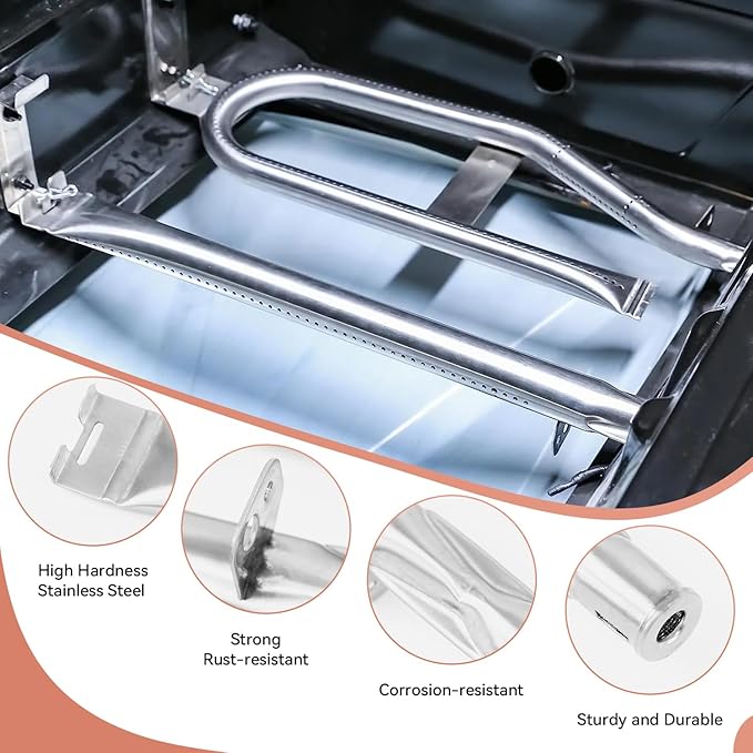 Grill Parts for Dyna-Glo 5 Burner DGH474CRP DGH483CRP DGH485CRP, Dyna-Glo 4 Burner DGH450CRP Dyna-Glo 3 Burner DGH373CRP, Porcelain Heat Plate Stainless Steel Burner for Revoace GBC1793W