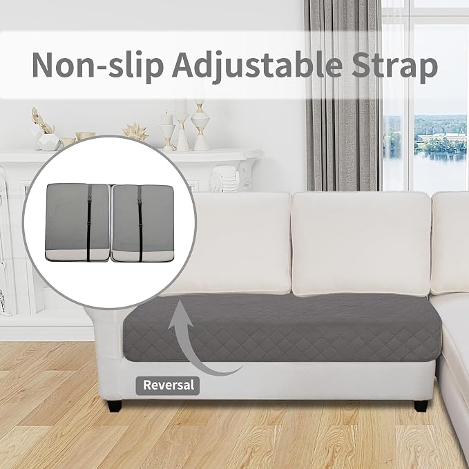 Easy-Going Sectional Couch Covers for Dogs L Shape Sofa Cover Reversible Sofa Slipcover Chaise Lounge Cover Furniture Protector Cover for Pets Dog Cat (30 x 50 inches, Gray/Light Gray) | Gray/Light Gray, Soft Sofa Slipcover For Dogs, Fits Left/Right Ch...