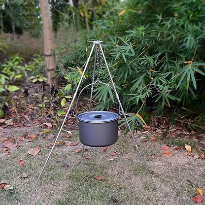 Camping Dutch Oven Tripod Mini Adjustable Grill Cooker Campfire Grill Stand with Storage Bag for Outdoor Activities