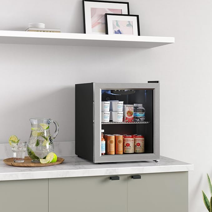 EdgeStar BWC71 18 Inch Wide 52 Can Capacity Extreme Cool Beverage Center - Stainless Steel | Freestanding, 52 Can Capacity, Extreme Cool, Reversible door, Digital Display, LED Light, Stainless Steel