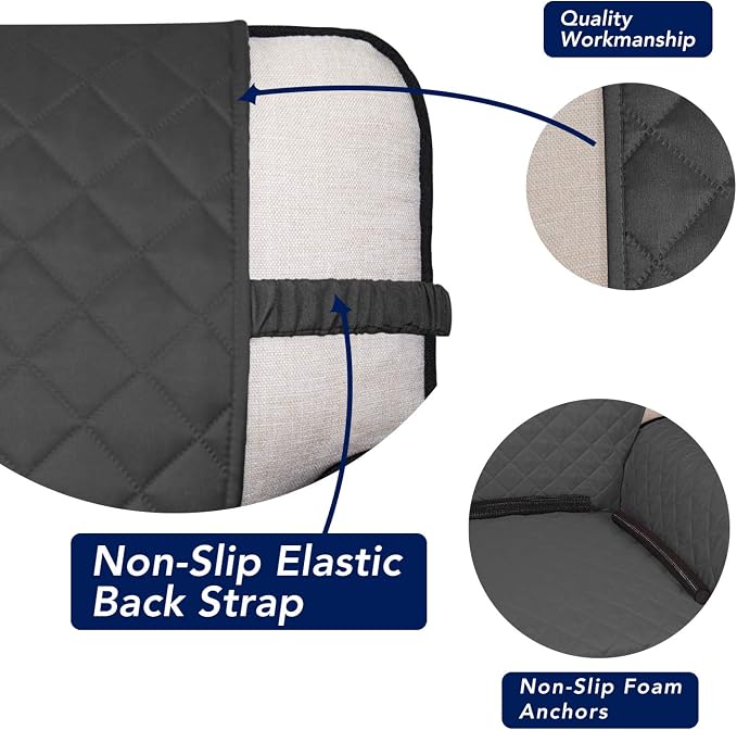 PureFit Reversible Quilted Sofa Cover Dog Couch Covers for Sofa, 66 in | Dark Gray/Beige, Water Resistant Couch Protector, Washable Pet Couch Cover with Non Slip and Elastic Straps For Kids