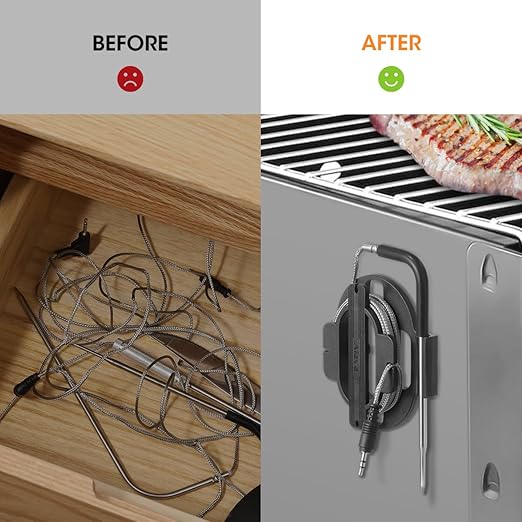 Aieve Meat Probe Organizer, 2 Pack Magnetic Thermometer Probe Spool Wrap for Pit Boss/Traeger/ThermoPro Digital Thermometer Probe