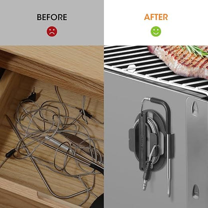 Aieve Meat Probe Organizer, 2 Pack Magnetic Thermometer Probe Spool Wrap for Pit Boss/Traeger/ThermoPro Digital Thermometer Probe