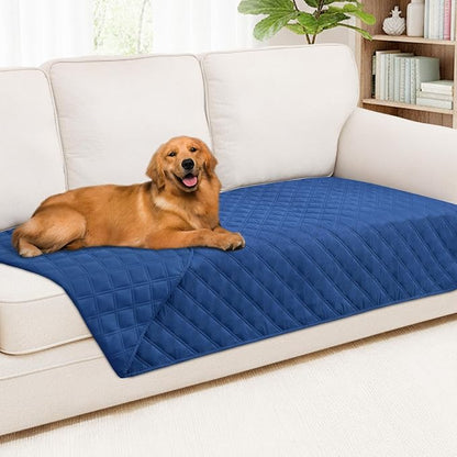 Smiry Waterproof Reversible Pet Couch Covers for Dogs | Pet Friendly, Soft Fabric, Washable Sofa Furniture Protector for Dogs Cat Kids, Checkered (40"x90", Navy/Navy)