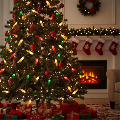 13.6Ft Multicolor Chili Pepper String Lights, 35 LED Red Green Yellow Jalapeno Lights, Plug-in Decorative Lights, Waterproof for Cinco de Mayo, Mexican Fiesta, Home Patio Party Christmas Tree Decor