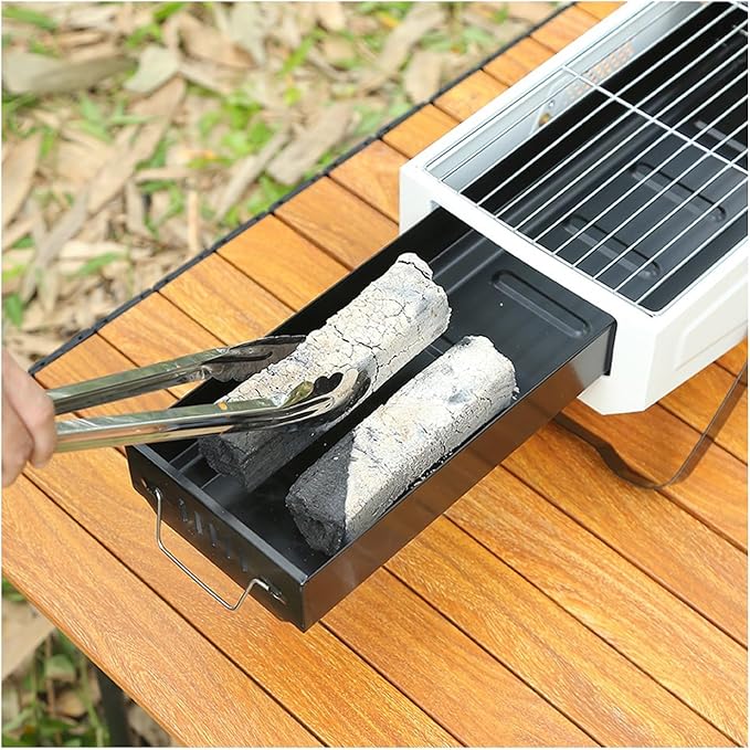 Portable charcoal grill, outdoor grill, folding portable grill, suitable for garden outdoor cooking barbecue camping picnic (Color : Black), 461488
