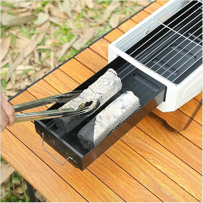 Portable charcoal grill, outdoor grill, folding portable grill, suitable for garden outdoor cooking barbecue camping picnic (Color : Black), 461488