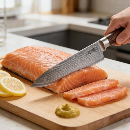 Wakoli EDIB Damascus Chef Knife – 7.9-Inch Japanese-Style Kitchen Knife, 67-Layer Damascus Steel Blade with VG10 Core, Ergonomic Pakkawood Handle – Professional Cooking Knife in Elegant Gift Box
