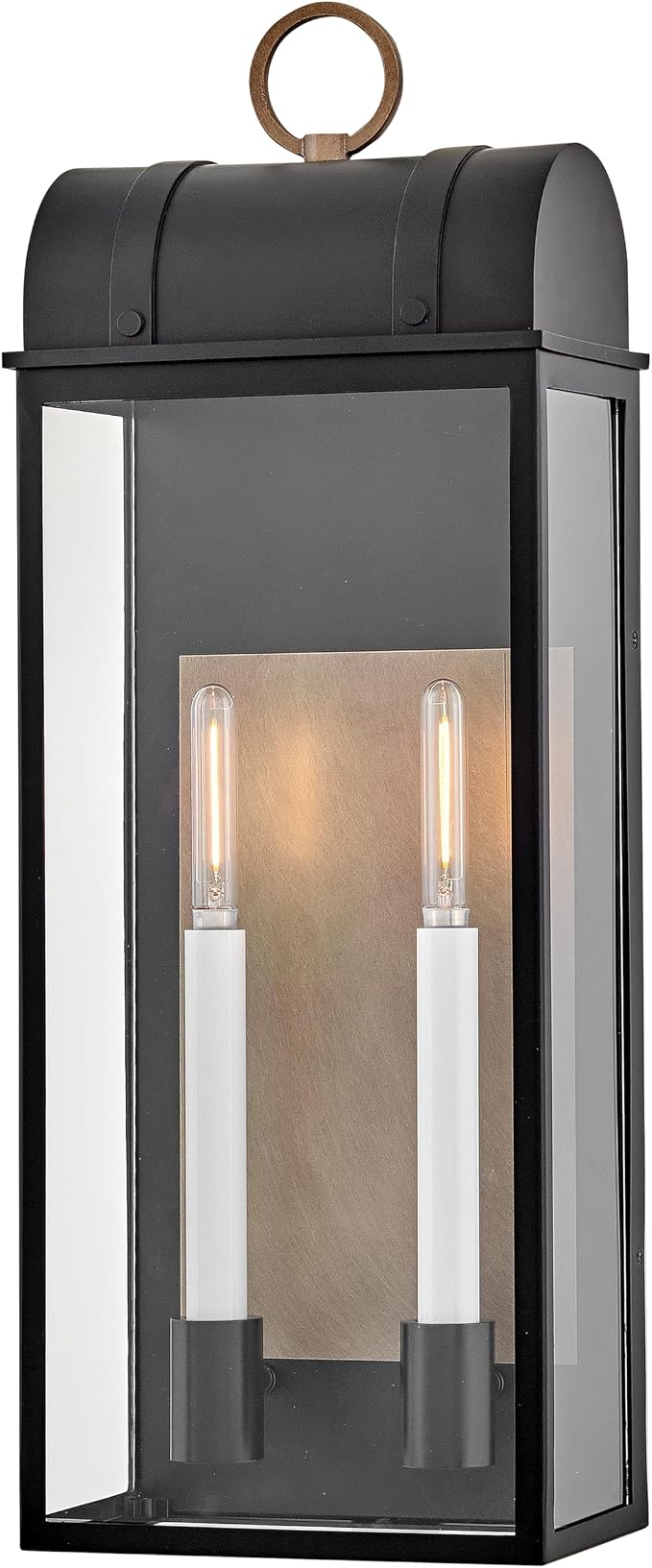 Hinkley Campbell Large Outdoor Wall Mount Lantern, Black/Burnished Bronze