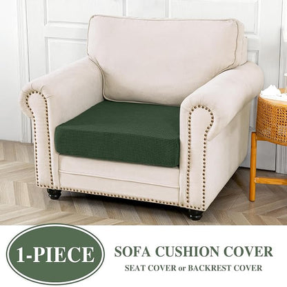 LA MEACK Couch Cushion Cover Seat Cushion Cover Stretch Armchair Cover Separate Sectional Sofa Slipcovers Furniture Protector(1 Piece for Seat or Sofa Backrest, Green)