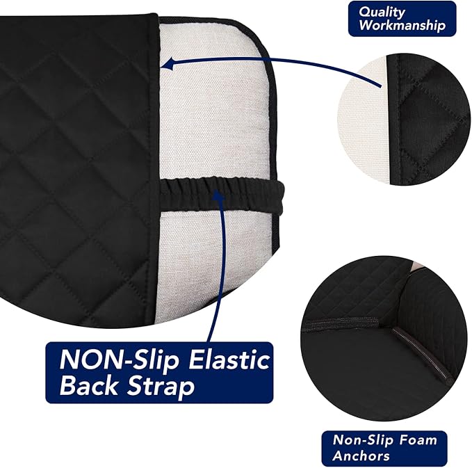 PureFit Reversible Quilted Couch Covers for Dogs Sofa Cover 4 Seater 88" | Black/Beige, Water Resistant Couch Protector, Washable Pet Couch Cover with Non Slip and Elastic Straps For Kids