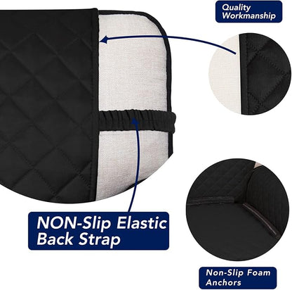 PureFit Reversible Quilted Couch Covers for Dogs Sofa Cover 4 Seater 88" | Black/Beige, Water Resistant Couch Protector, Washable Pet Couch Cover with Non Slip and Elastic Straps For Kids