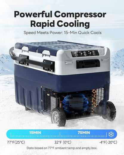 Aeitto 12 Volt Car Refrigerator, 42QT(40L) Dual Zone Portable Car Fridge Freezer -4℉-68℉ Electric Cooler Dual Temp Control Cooling Freezing 12/24V DC & 100-240V AC for Travel, Camping, RV, Road, Home