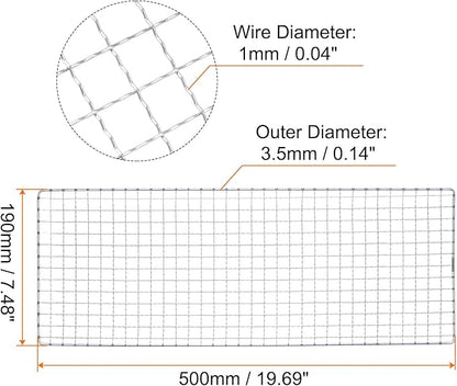HARFINGTON Square BBQ Grill Net 19x50cm Electroplated Stainless Steel Barbecue Mesh Mat for Baking Smoking Charcoal Grilling Roasting
