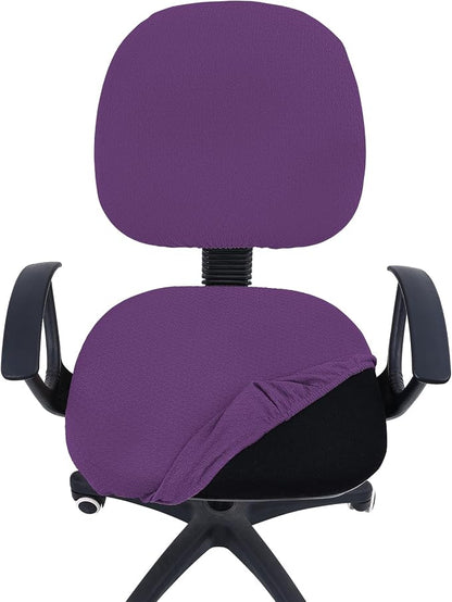 Smiry Office Computer Chair Covers for Desk Rotating Chair Protector | Stretch Jacquard Removable Washable Universal Slipcovers, Seat + Backrest Cover, Purple