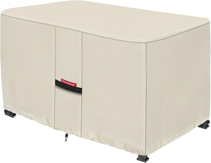 Porch Shield Patio Fire Pit Cover - Waterproof 600D Outdoor Rectangular Gas Fire Table Cover Deck Box Protector - 43 x 22 inch, Beige