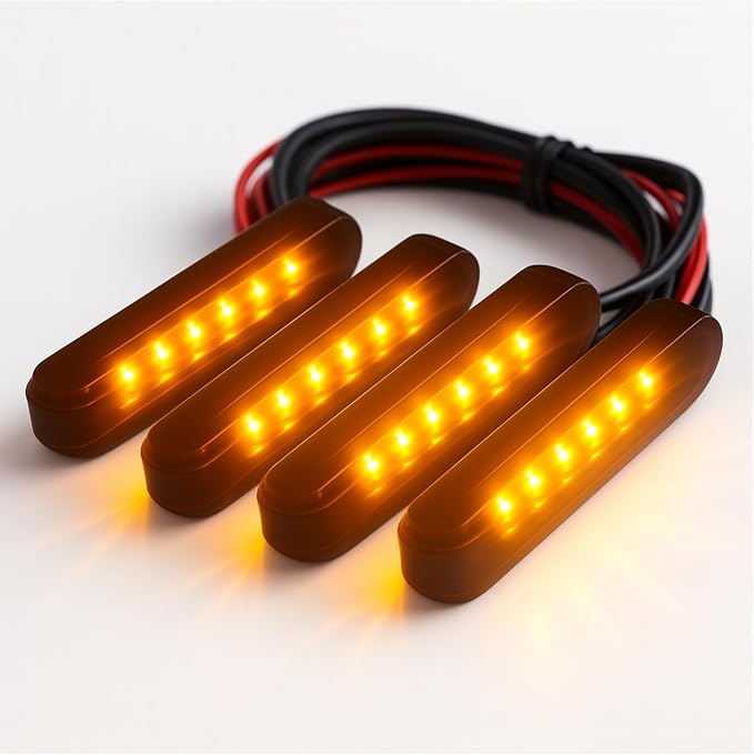 4pc Amber LED Front Grille Lights Compatible with 2022-2025 Ford Next-Gen Ranger Raptor Trucks, Smoked Lens, Seamlessly Integrates with AUX Switch (Amber, 4 LED)