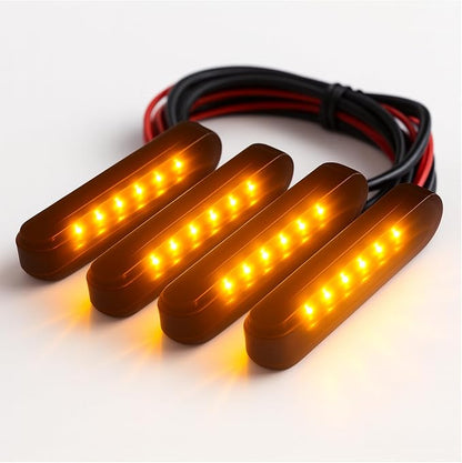 4pc Amber LED Front Grille Lights Compatible with 2022-2025 Ford Next-Gen Ranger Raptor Trucks, Smoked Lens, Seamlessly Integrates with AUX Switch (Amber, 4 LED)