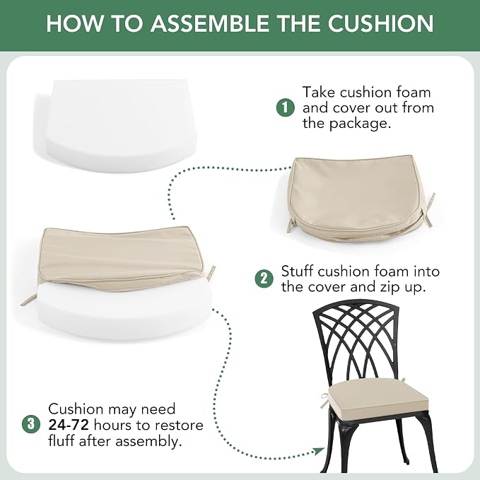 Outdoor Chair Cushions Set of 4: Waterproof & Fade Resistant Patio Furniture Cushions - 18.5 x 16 x 2 Inch Non Slip Round Corner Seat Cushion Pads with Removable Cover for Garden Yard Lawn, Cream