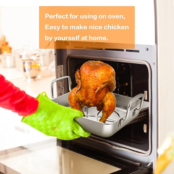 HaSteeL Beer Can Chicken Holder 1 Pack, Stainless Steel Chicken Rack for Grill Smoker Oven BBQ, Vertical Beer Butt Chicken Stand for Tender Roaster Chicken & Turkey, Sturdy & Dishwasher Safe