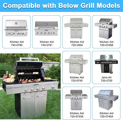 Grill Replacement Parts for Kitchenaid 740-0780 740-0781 720-0954 720-0745B 720-0745 720-0733A 720-0745A 720-0733, Heat Plates Grill Burners Igniters for Kitchenaid 740-0780 4-Burner Gas Grill