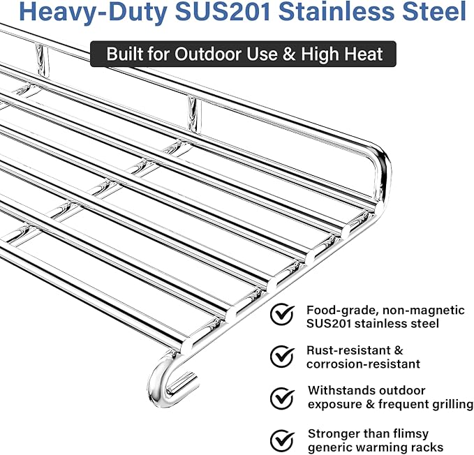 25.75"x6" Stainless Steel Warming Rack - 66044 Replacement Part for Weber Genesis II 300 Series (E310/E315/E320/E330/E335/S310/S320/S330)
