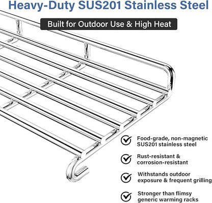 25.75"x6" Stainless Steel Warming Rack - 66044 Replacement Part for Weber Genesis II 300 Series (E310/E315/E320/E330/E335/S310/S320/S330)