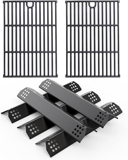 SafBbcue Grill Parts Kit for Nexgrill 720-0925P 720-0925 Replacement Parts 4 Burner, Grill Grates for Nexgrill 5 Burner 720-0925 Cast Iron, Porcelain Steel Grill Heat Plates for Nexgrill 720-0925P