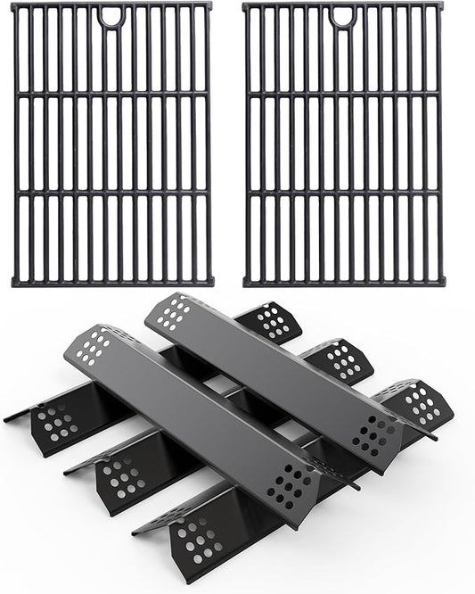 SafBbcue Grill Parts Kit for Nexgrill 720-0925P 720-0925 Replacement Parts 4 Burner, Grill Grates for Nexgrill 5 Burner 720-0925 Cast Iron, Porcelain Steel Grill Heat Plates for Nexgrill 720-0925P