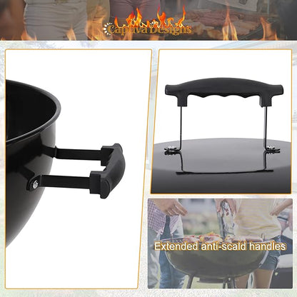 Captiva Designs 18-inch Kettle Charcoal BBQ Grill with Porcelain-Enameled Lid & Bowl, Thick Chromplated Grate, Slid Out Ash Catcher for Outdoor Cooking, Picnic, Patio, Backyard