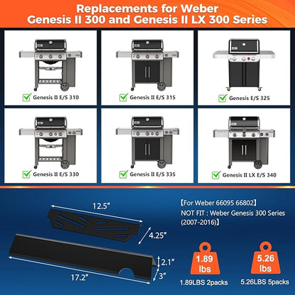 Genesis ii Flavorizer Bars and Genesis ii Heat Deflector for Weber GS4 Genesis II 300 ii E-310 E310 ii E-315 ii E-335 ii S-335 ii se-335 Grill, Weber Genesis 2 Grill Parts for Weber 66795 66032 66685
