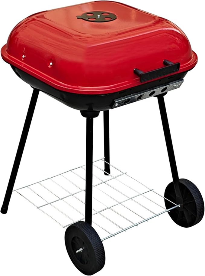 Cuisiland 18.5 Inch Charcoal Grill BBQ Grill with Lid and Wheels, Portable Outdoor Barbecue Grill for Patio Backyard Camping, Iron Charcoal BBQ Grill for Hamburgers, Steaks & Grilling
