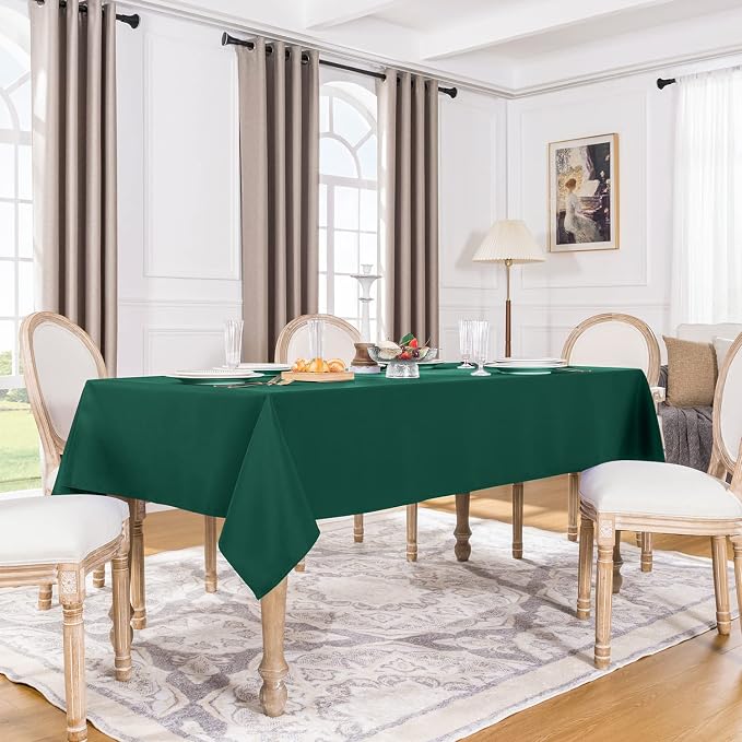 Softalker Rectangle Tablecloth, Waterproof Table Cloths Wrinkle Free Fabric Washable Polyester Table Cover for Dining Tables Party Outdoor Camping Parties Buffet Wedding - 90 x 156 inch, Green