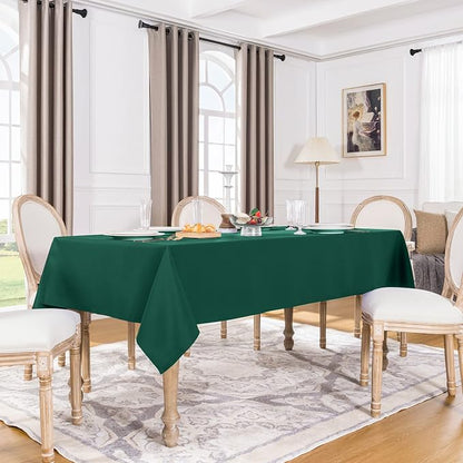 Softalker Rectangle Tablecloth, Waterproof Table Cloths Wrinkle Free Fabric Washable Polyester Table Cover for Dining Tables Party Outdoor Camping Parties Buffet Wedding - 90 x 156 inch, Green