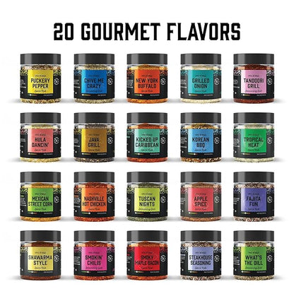 Grilling Spice Set Grill Seasoning Gifts, 20 Unique Spices and Seasonings Jars Gift Set, BBQ Gifts For Men, Dad, Husband, Father, Flavors Like Chili, Cajun, Garlic, Steak, Rub, Herbs, Blend and More