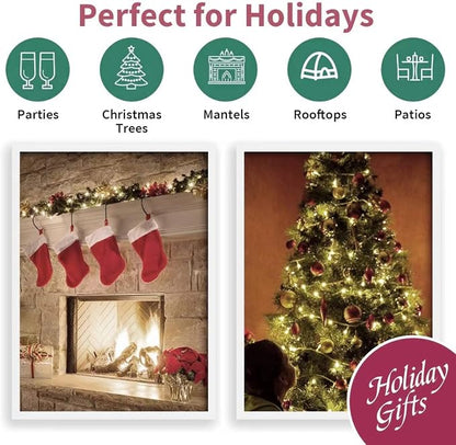 100 Count Clear Christmas String Lights, 19.6ft White Wire Fairy Lights, UL Certified Waterproof Indoor & Outdoor String Lights for Xmas Tree, Patio, Wedding, Mother's Day Decor