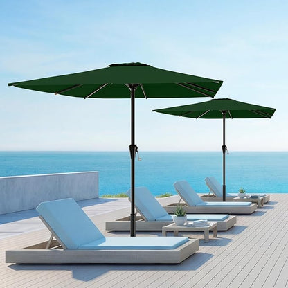 AreShark 8' x 10' Rectangle Patio Umbrellas for Outdoor, Outdoor Table Umbrella, Large Outdoor Patio Umbrellas with 8 Sturdy Ribs for Pool, Garden, Market (Dark Green)