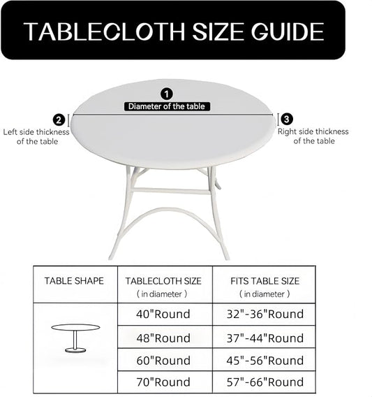 Walrus Round Vinyl Fitted Tablecloth with Flannel Backing Elastic Edge Design Table Cover Waterproof Oil-Proof PVC Table Cloth Stain-Resistant Best for 37"-44" Round