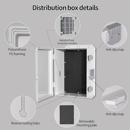 Namunanee Outdoor Electrical Junction Box, ABS Water Resistant Enclosure with Internal Mounting Panel & Hinged Cover (13" H* 9.2" L* 5.6" W)